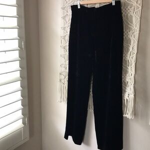 Malbe Vintage High-Waisted Black Velvet Pants | Size 14